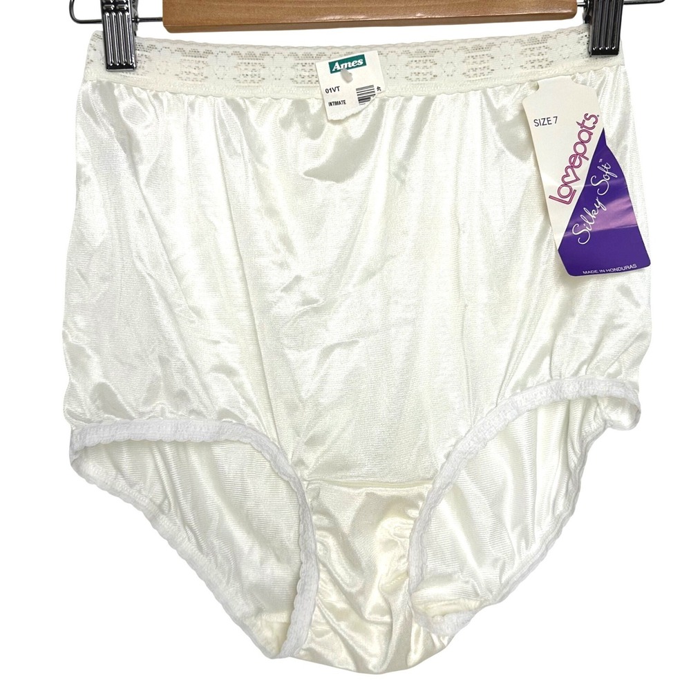 NWT‎ Vintage Lovepats Lace Trim Nylon Underwear White 7